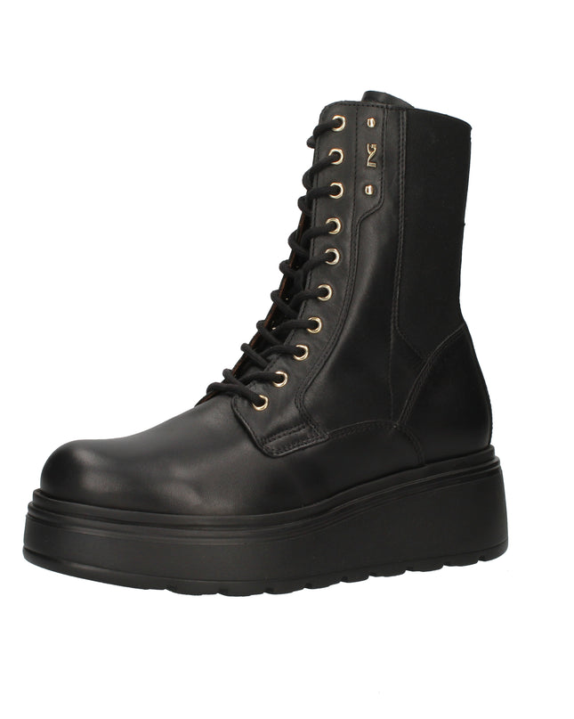 Nero Giardini I514900D anfibi in pelle nera con suola platform