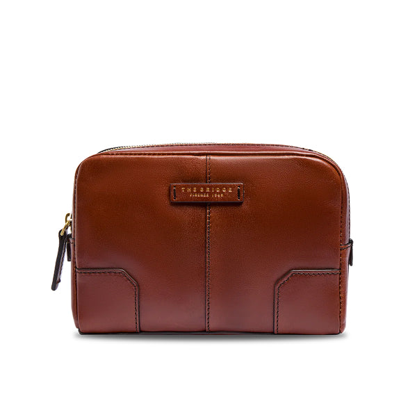 The Bridge Vespucci Pochette uomo in pelle marrone con zip