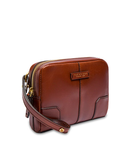 The Bridge Vespucci Pochette uomo in pelle marrone con zip