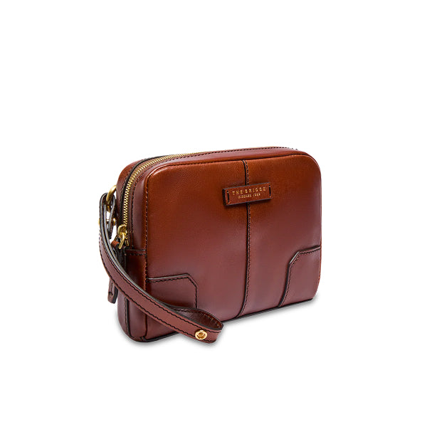 The Bridge Vespucci Pochette uomo in pelle marrone con zip