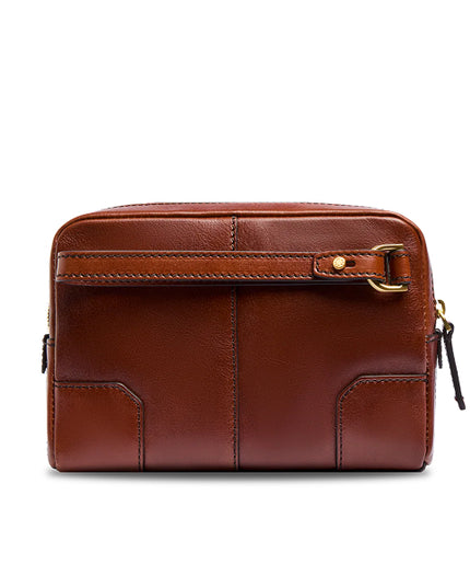 The Bridge Vespucci Pochette uomo in pelle marrone con zip