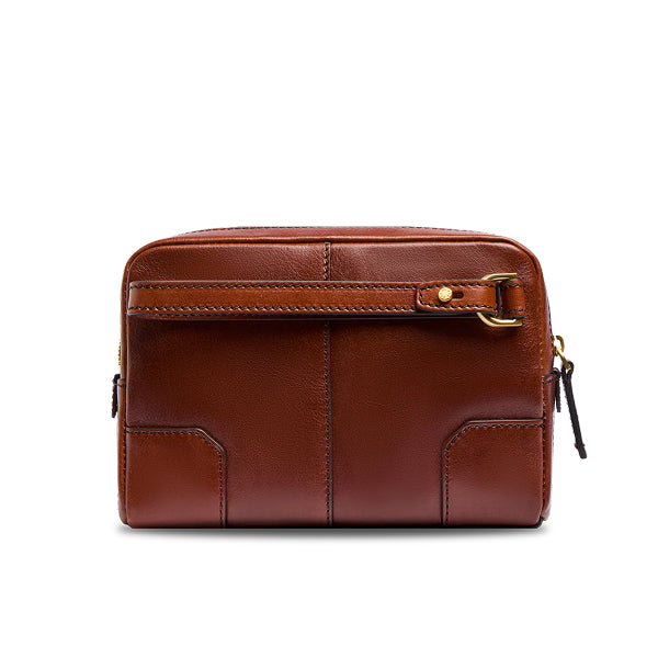 The Bridge Vespucci Pochette uomo in pelle marrone con zip