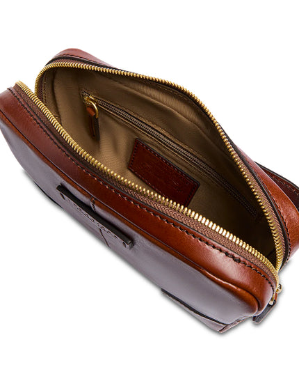 The Bridge Vespucci Pochette uomo in pelle marrone con zip