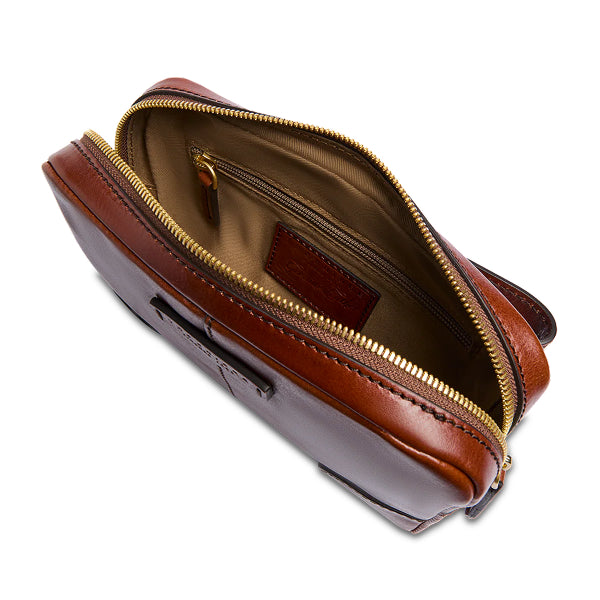 The Bridge Vespucci Pochette uomo in pelle marrone con zip