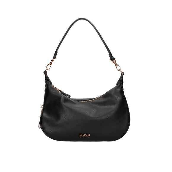 Liu Jo Borsa a mano con effetto bottalato zip laterale e tracolla logata nera