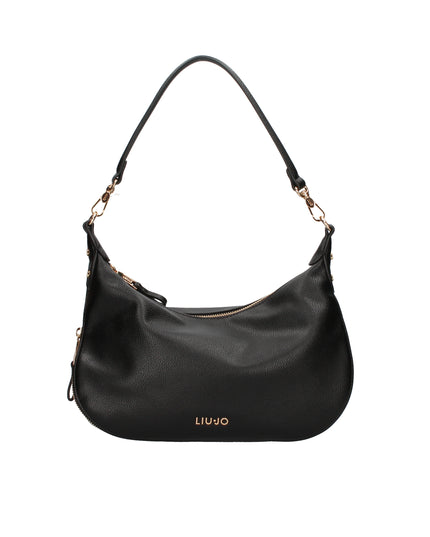Liu Jo Borsa a mano con effetto bottalato zip laterale e tracolla logata nera