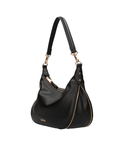 Liu Jo Borsa a mano con effetto bottalato zip laterale e tracolla logata nera