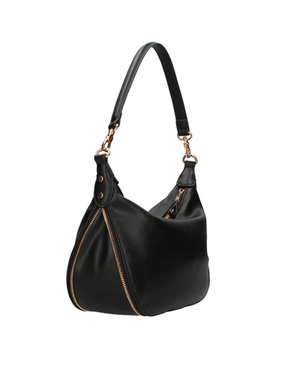 Liu Jo Borsa a mano con effetto bottalato zip laterale e tracolla logata nera