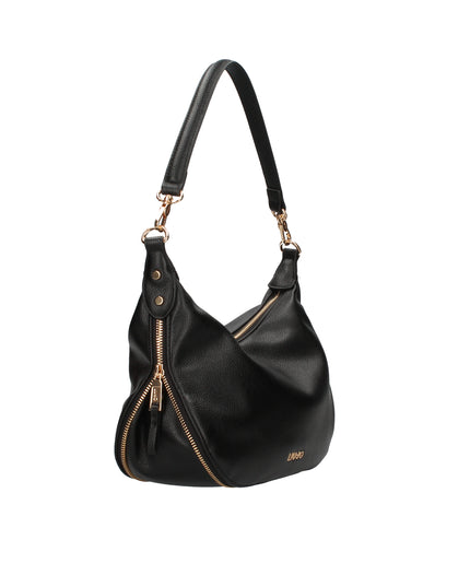 Liu Jo Borsa a mano con effetto bottalato zip laterale e tracolla logata nera