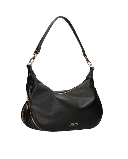 Liu Jo Borsa a mano con effetto bottalato zip laterale e tracolla logata nera