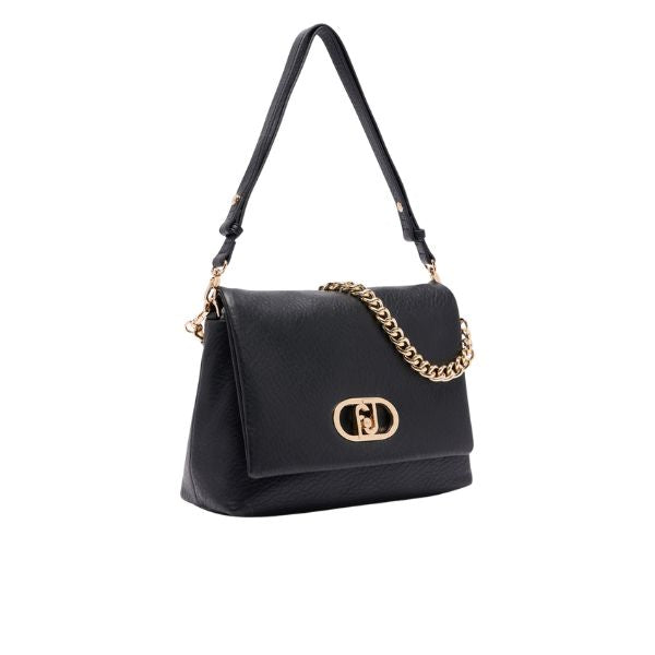Liu Jo La Puffy grande borsa nera con logo metallico
