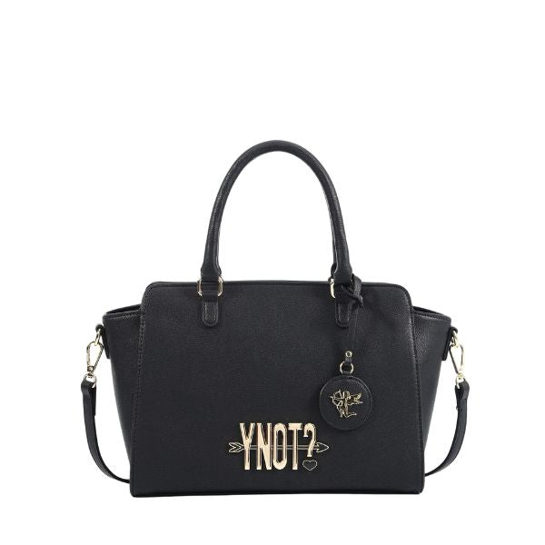 Ynot? Borsa bauletto con logo metallico