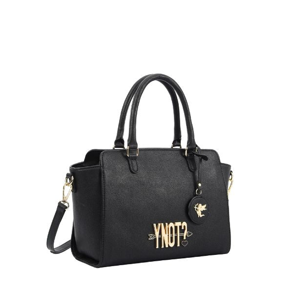 Ynot? Borsa bauletto con logo metallico