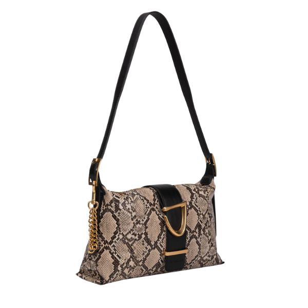 Gio Cellini P061 Borsa a spalla effetto pitonato con dettaglio dorato