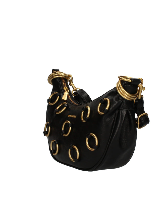 Gio Cellini DD068 hobo bag nera con anelli dorati