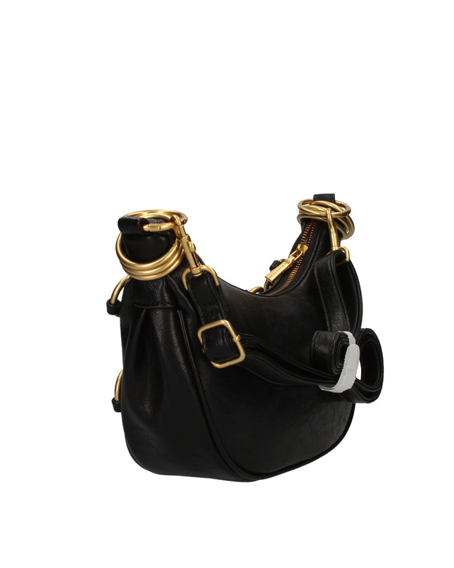 Gio Cellini DD068 hobo bag nera con anelli dorati