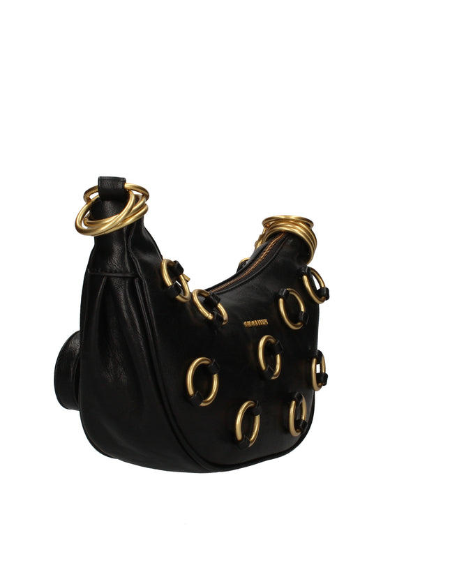 Gio Cellini DD068 hobo bag nera con anelli dorati