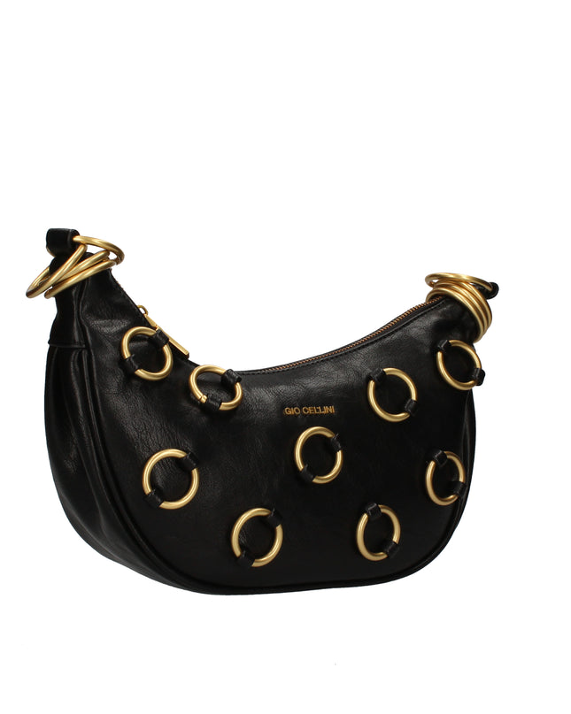 Gio Cellini DD068 hobo bag nera con anelli dorati