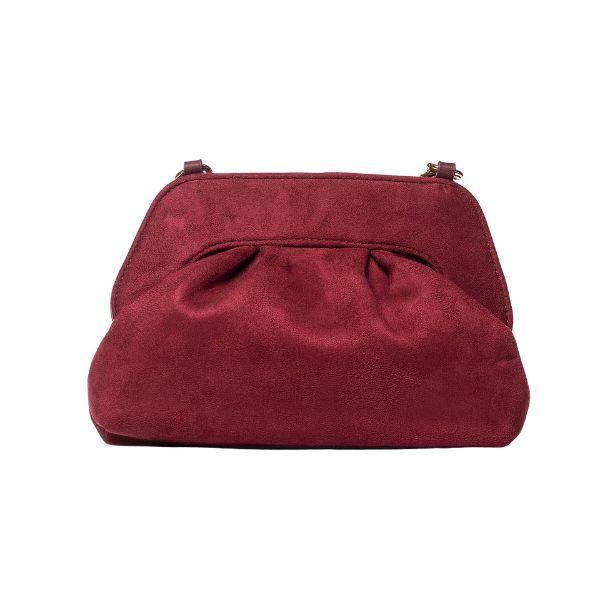 Secret Pon Pon Margaret Suede Clutch S Borsa a mano rossa con tracolla
