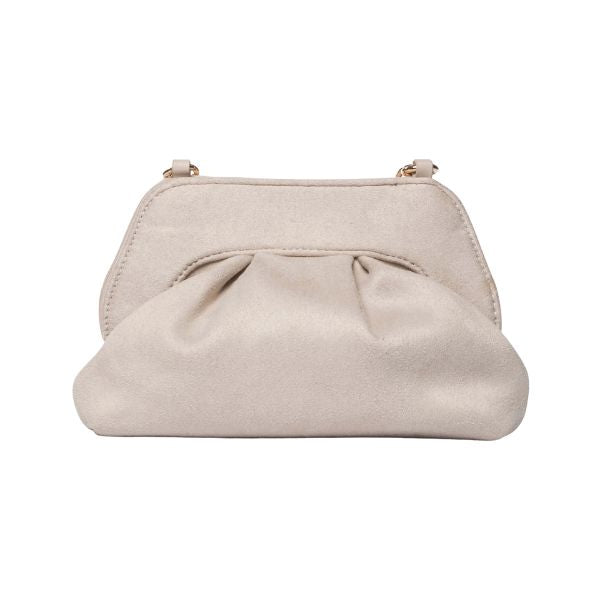 Secret Pon Pon Margaret Suede Clutch S borsa a mano bianca con tracolla