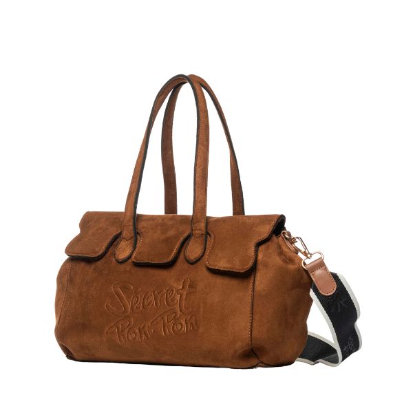 Secret Pon Pon Monica Suede Tote M borsa a mano con tracolla removibile