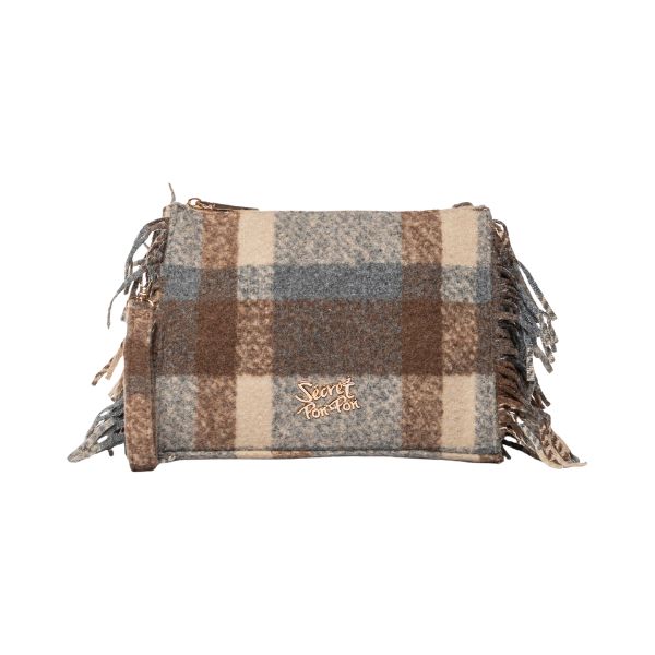Secret Pon Pon Isabella Clutch borsa a mano in tessuto tartan