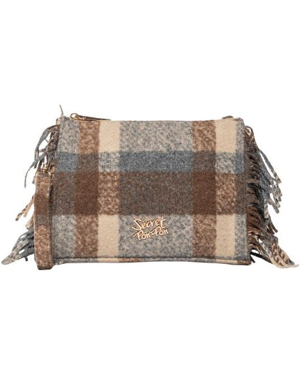 Secret Pon Pon Isabella Clutch borsa a mano in tessuto tartan