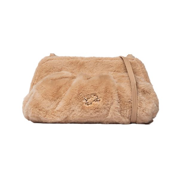 Secret Pon Pon Margaret M borsa a tracolla in pelliccia sintetica beige