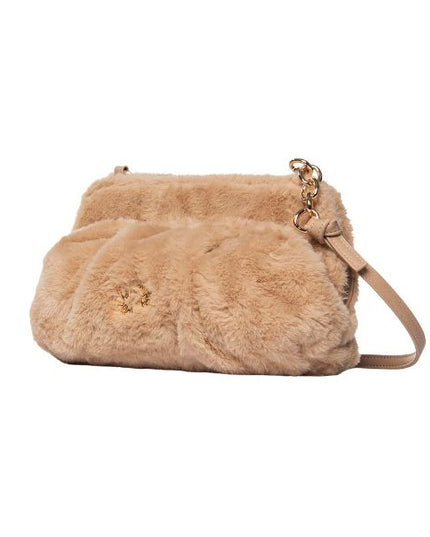 Secret Pon Pon Margaret M borsa a tracolla in pelliccia sintetica beige