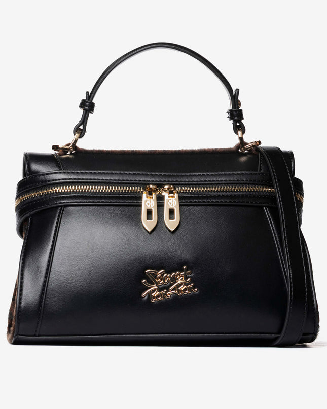 Secret Pon Pon Ines Satchel Small borsa a mano nera con tracolla