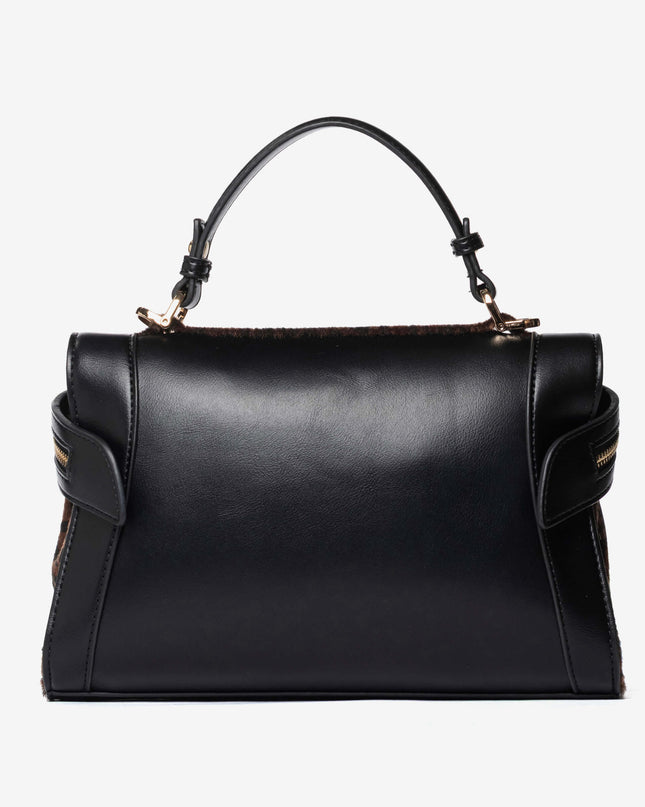 Secret Pon Pon Ines Satchel Small borsa a mano nera con tracolla