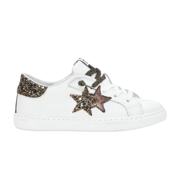 2Star Sneakers Bambina Low in Pelle Bianca