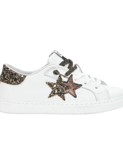 2Star Sneakers Bambina Low in Pelle Bianca