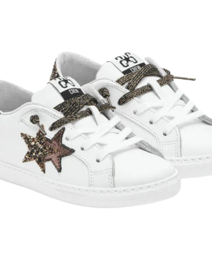 2Star Sneakers Bambina Low in Pelle Bianca