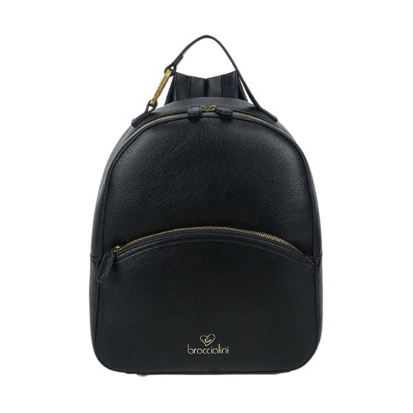 BRACCIALINI AMY B18505 Zaino con zip dorata frontale Nero