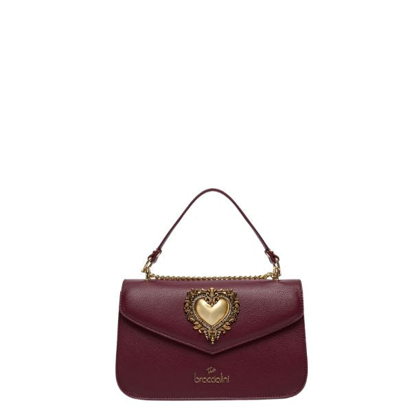 BRACCIALINI BAROQUE B18594 Borsa a tracolla con cuore dorato in cornice barocca Bordeaux