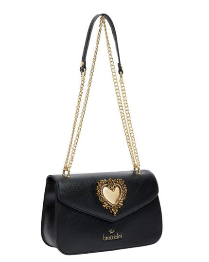 BRACCIALINI BAROQUE B18594 Borsa  a tracolla con cuore dorato in cornice barocca Nera