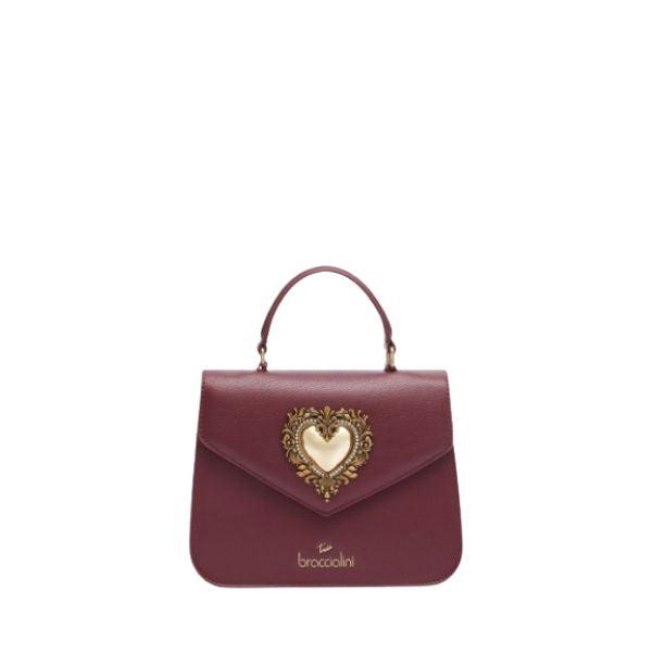 BRACCIALINI BAROQUE B18593 Borsa a mano con cuore dorato deorativo in cornice barocca Bordeaux