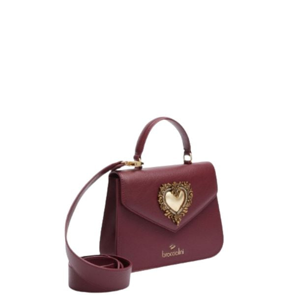 BRACCIALINI BAROQUE B18593 Borsa a mano con cuore dorato deorativo in cornice barocca Bordeaux