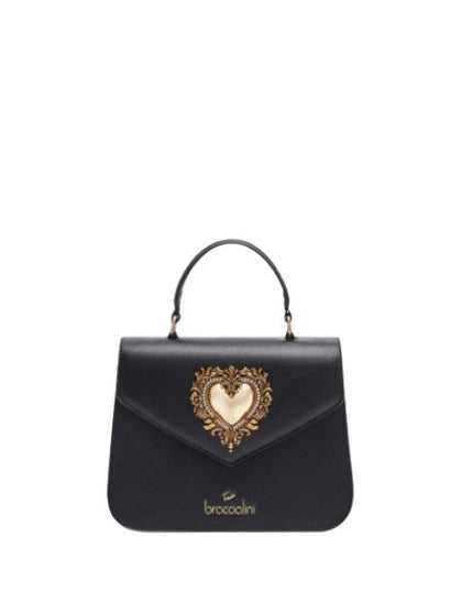 BRACCIALINI BAROQUE B18593 Borsa a mano con cuore dorato deorativo in cornice barocca Nera