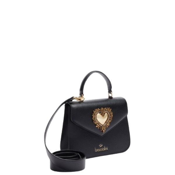 BRACCIALINI BAROQUE B18593 Borsa a mano con cuore dorato deorativo in cornice barocca Nera