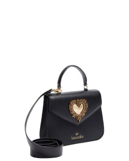 BRACCIALINI BAROQUE B18593 Borsa a mano con cuore dorato deorativo in cornice barocca Nera
