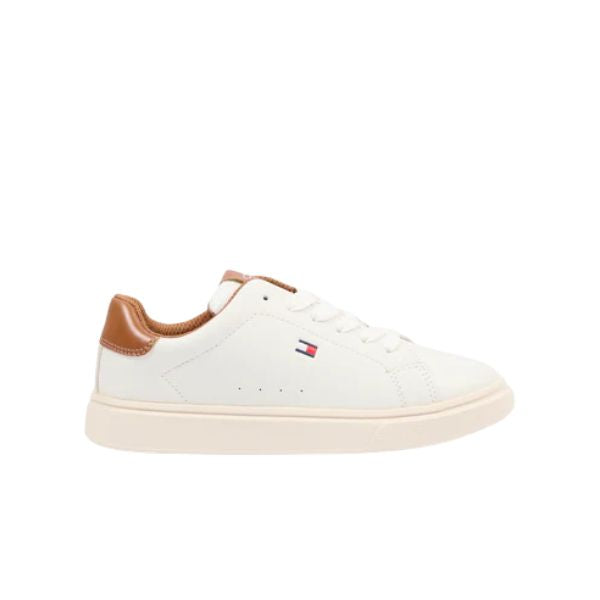 Tommy Hilfiger sneakers bianche con dettaglio cuoio