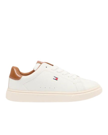 Tommy Hilfiger sneakers bianche con dettaglio cuoio