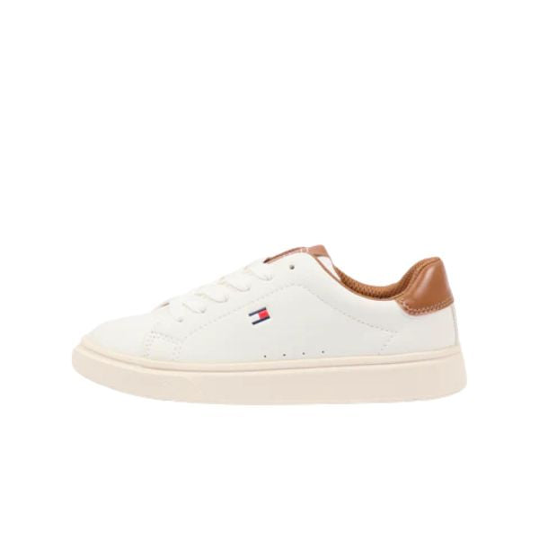 Tommy Hilfiger sneakers bianche con dettaglio cuoio