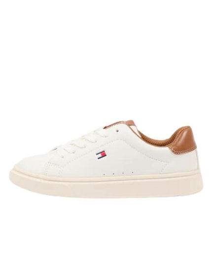 Tommy Hilfiger sneakers bianche con dettaglio cuoio