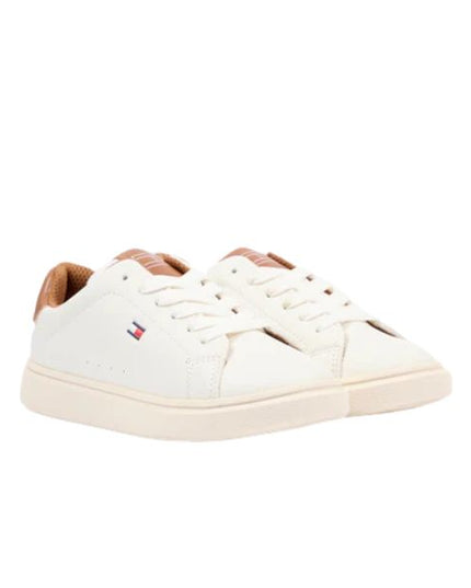 Tommy Hilfiger sneakers bianche con dettaglio cuoio