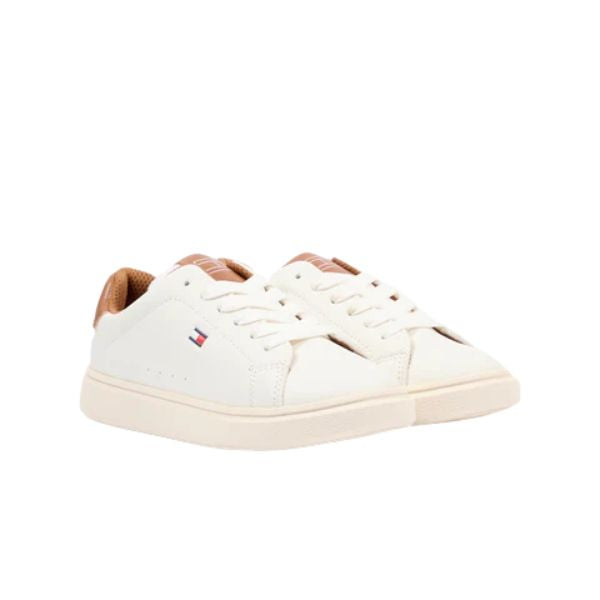 Tommy Hilfiger sneakers bianche con dettaglio cuoio