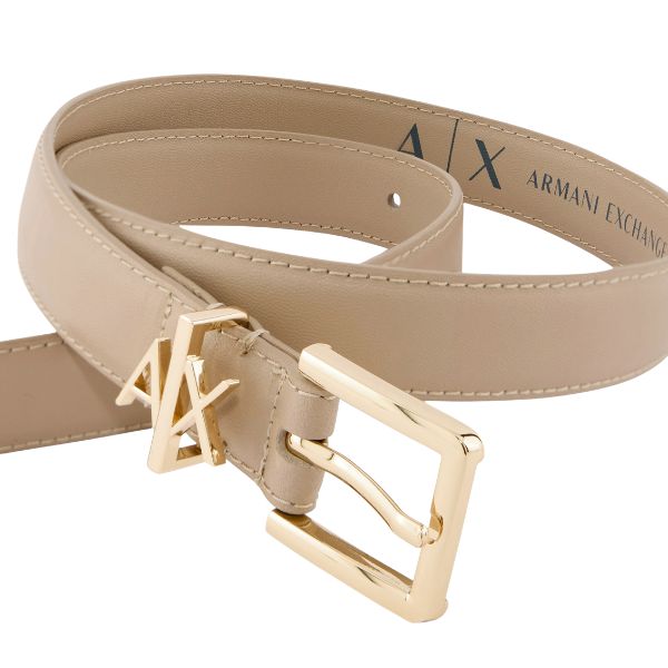 Armani Exchange cintura donna in pelle con fibbia oro