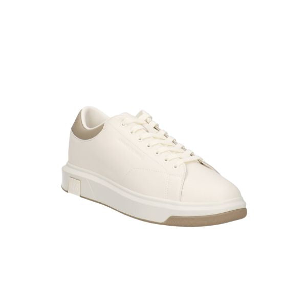 Armani Exchange sneakers basse bianche e beige